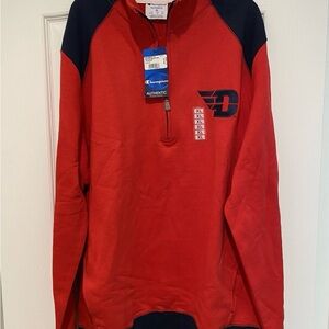 Champion Men's Red and Navy Zip-Up Sweat Shirt
